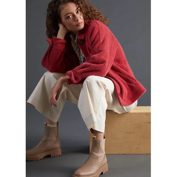 Anthropologie Houndstooth shirt Jacket Coat shacket new Nwt Greylin rust red - Picture 4 of 10